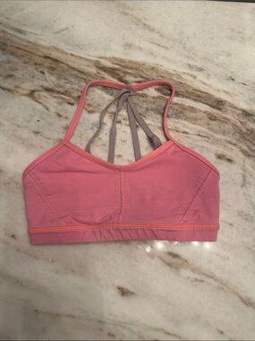 lululemon athletica Pink Strappy Sports Bra with Gray Back Bands